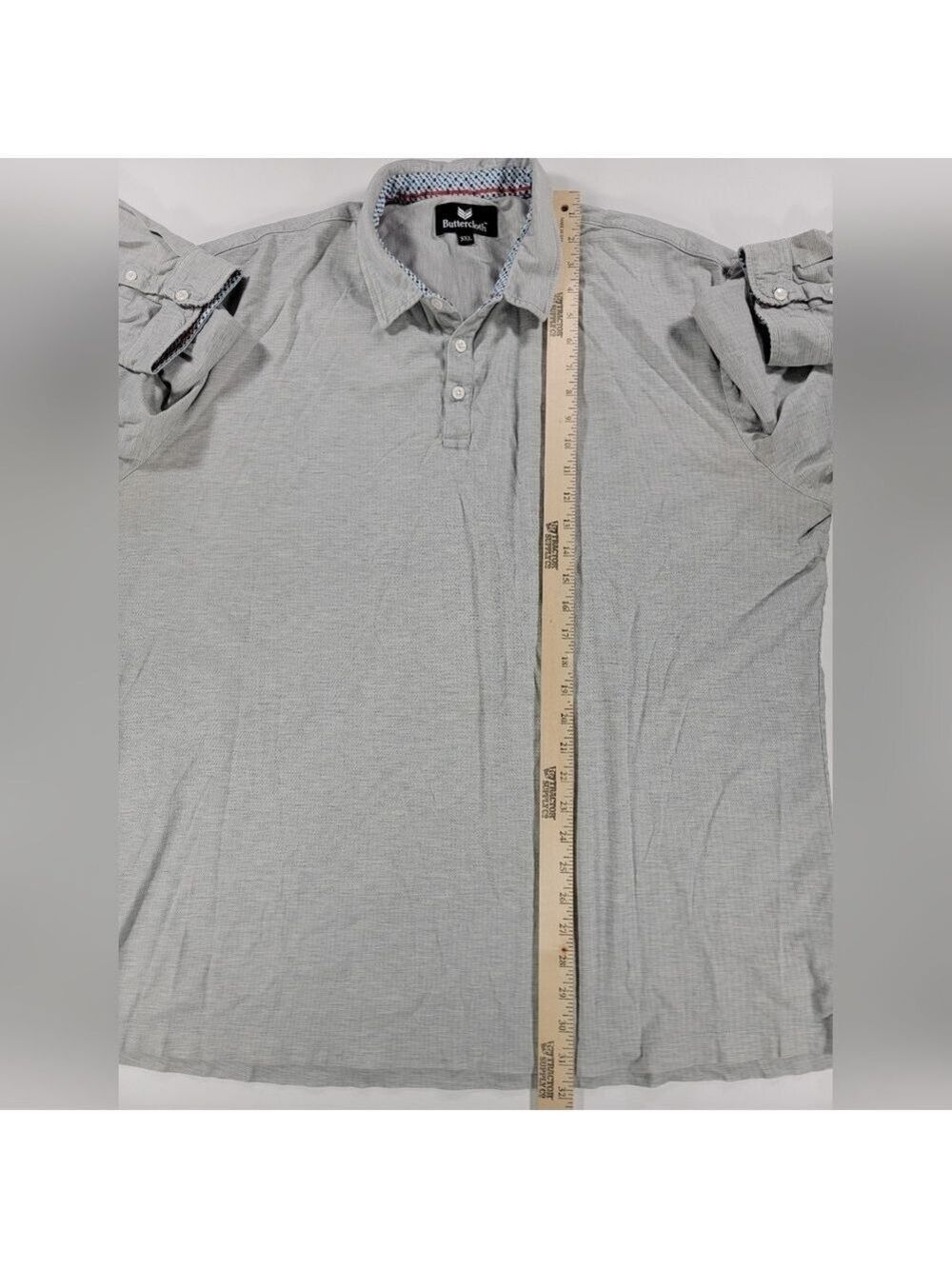 Butter Cloth Shirt Men 3XL XXXL Polo Long Sleeve Stretch Comfort Gray - Picture 9 of 14